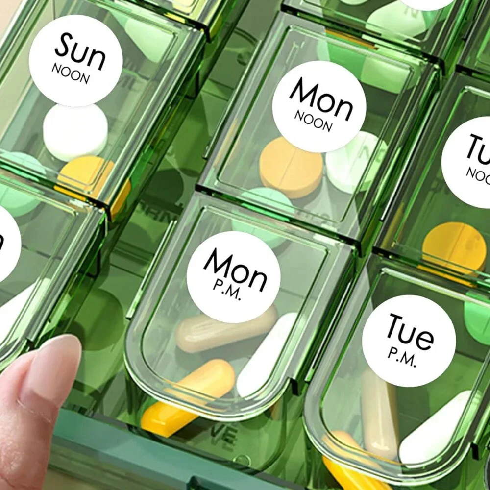 Morning Noon Evening Bedtime Medication Reminder Stickers Pill Case - 504 NEW